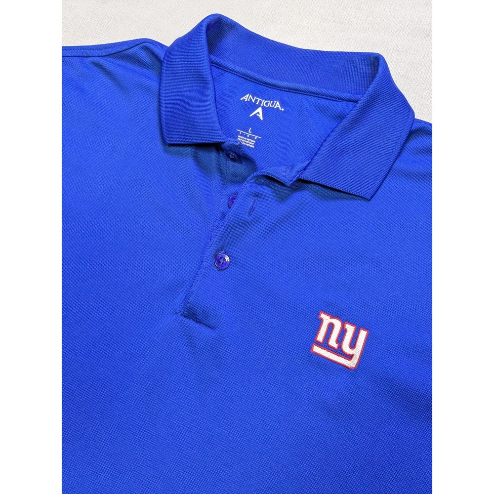 New York Giants Shirt Mens Large Blue Antigua Polo Performance Stretch NFL Golf